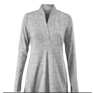 CAbi Syle 3060 Pladket Heather Gray V-neck Top